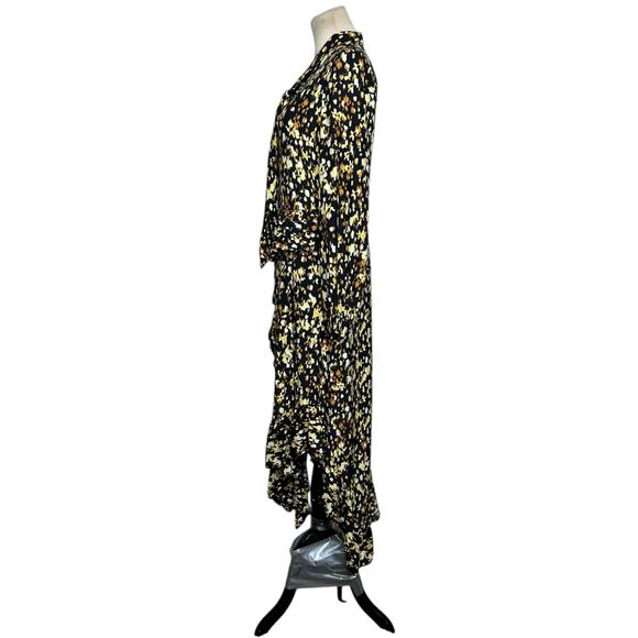 & Other Stories black yellow long sleeves ruffle asymmetrical midi dress size 2 - Picture 16 of 16